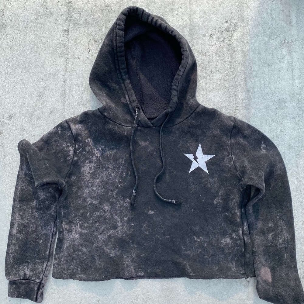 So Nikki Grey Marbled Star Hoodie